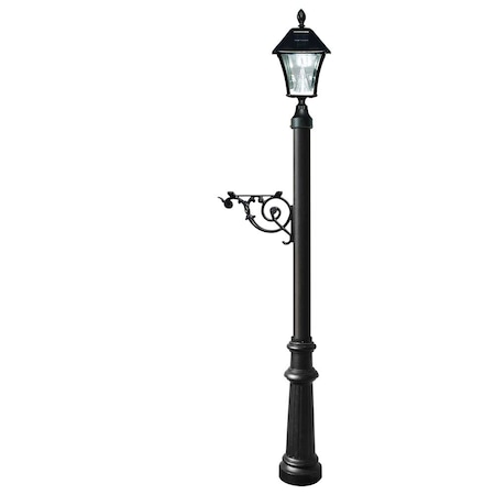 Qualarc Post System Only w/Bayview Solar Lamp, support bracket, fluted base LPST-800-SL-BL